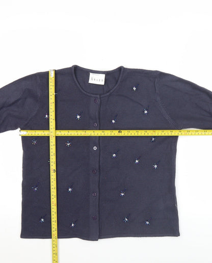 Award Womens Blue Beaded Cardigan M Long Sleeve Knitwear