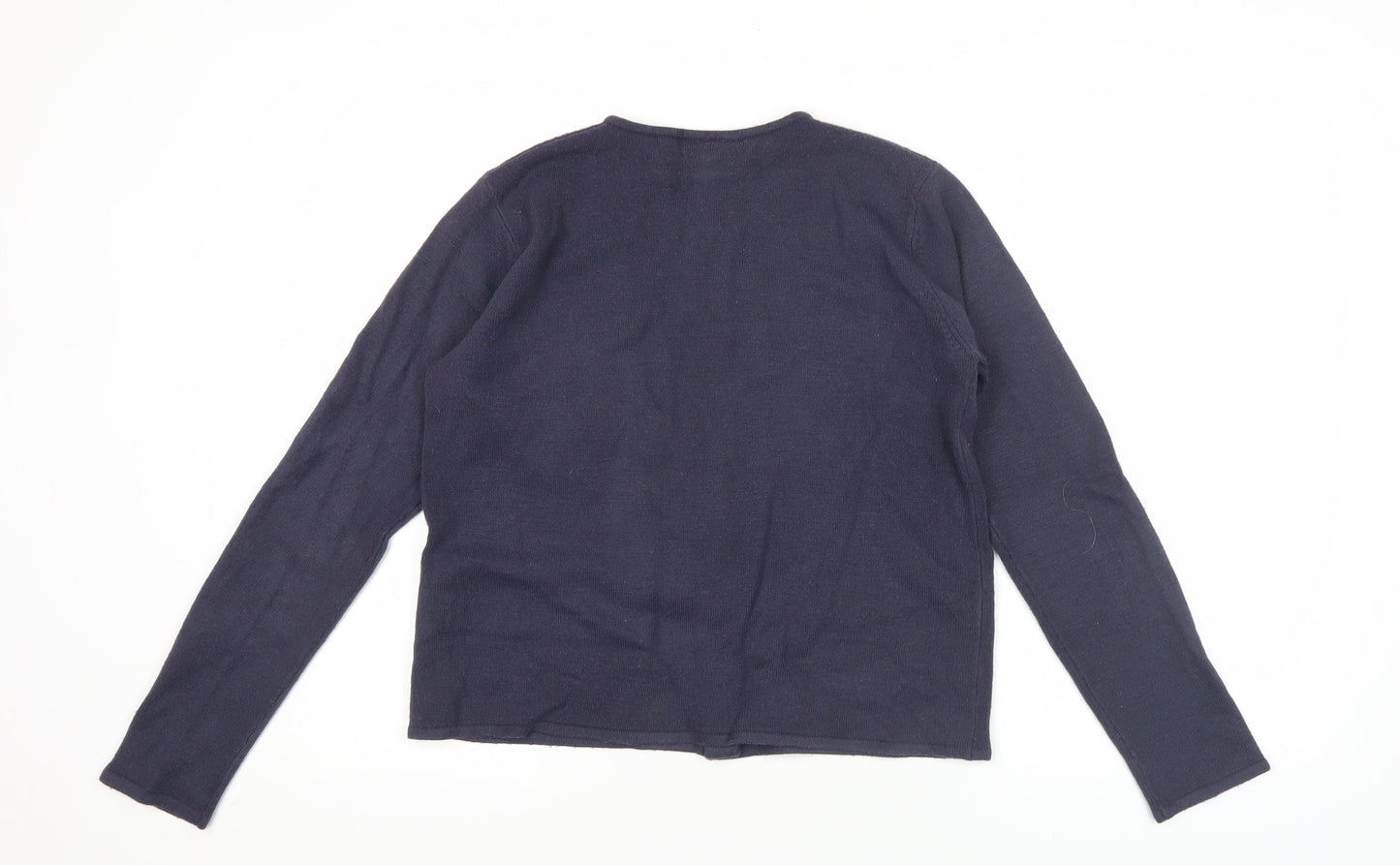 Award Womens Blue Beaded Cardigan M Long Sleeve Knitwear