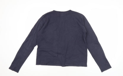 Award Womens Blue Beaded Cardigan M Long Sleeve Knitwear