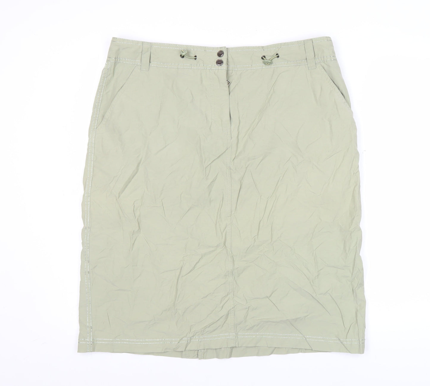 Next Women’s Green Cotton Blend Knee Length Pencil Skirt UK 16