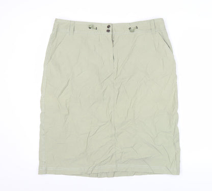 Next Women’s Green Cotton Blend Knee Length Pencil Skirt UK 16
