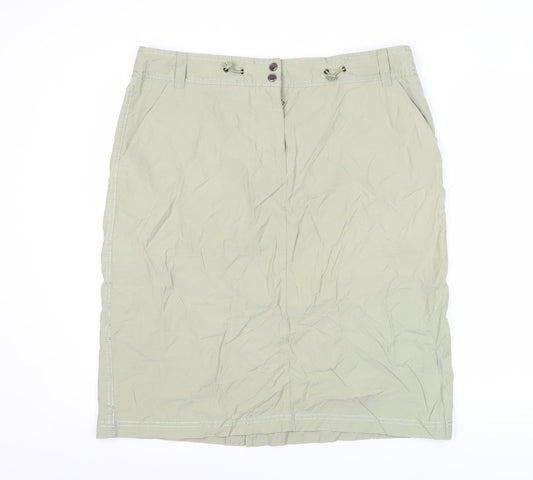Next Women’s Green Cotton Blend Knee Length Pencil Skirt UK 16
