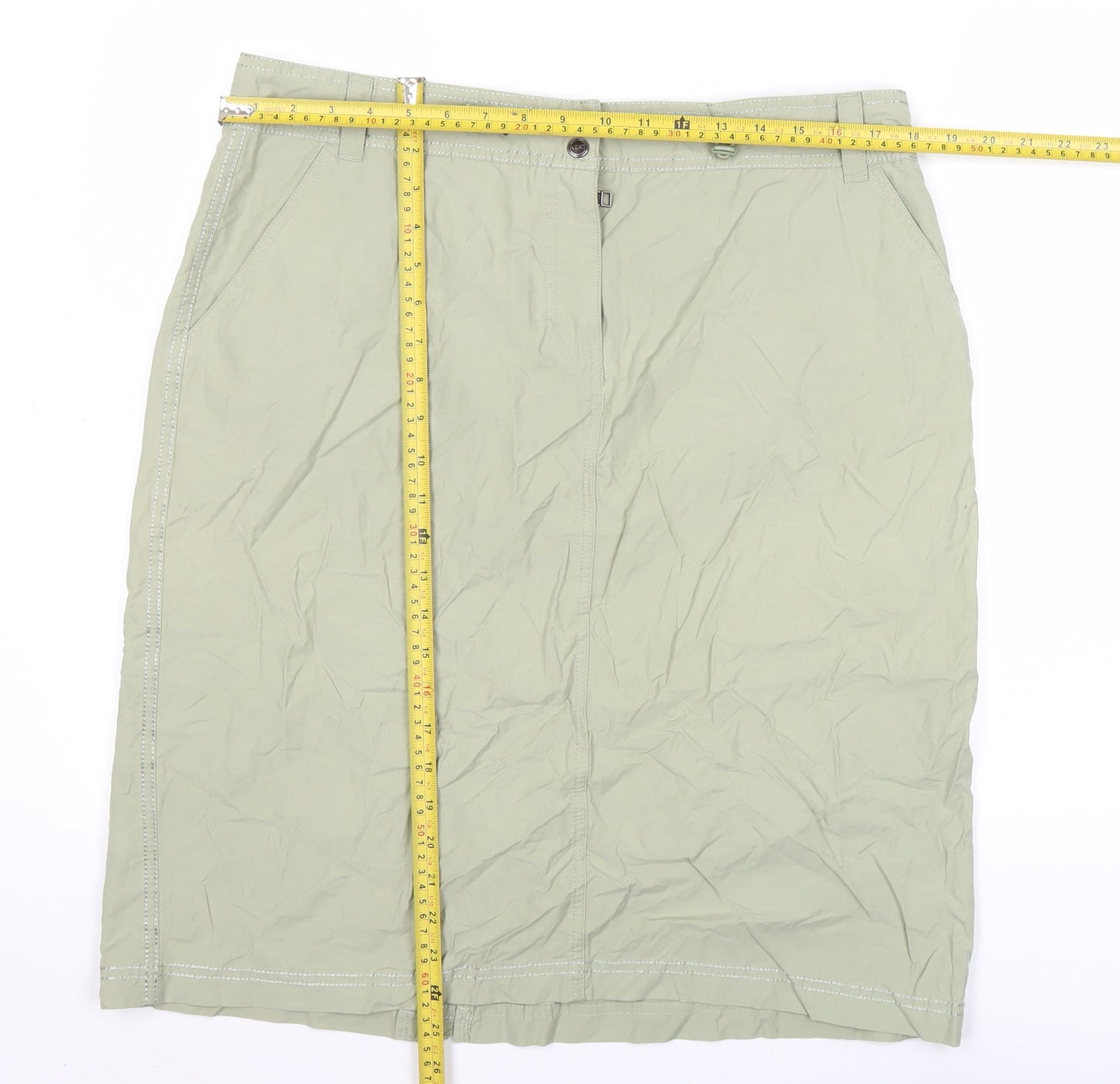 Next Women’s Green Cotton Blend Knee Length Pencil Skirt UK 16