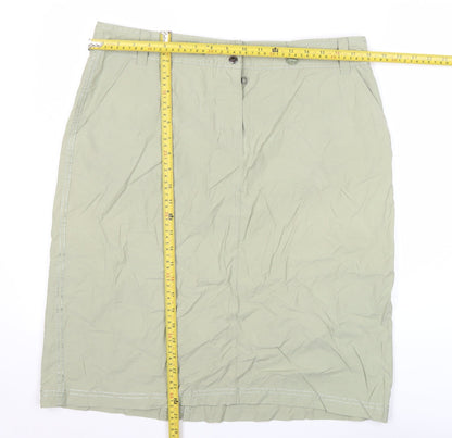 Next Women’s Green Cotton Blend Knee Length Pencil Skirt UK 16