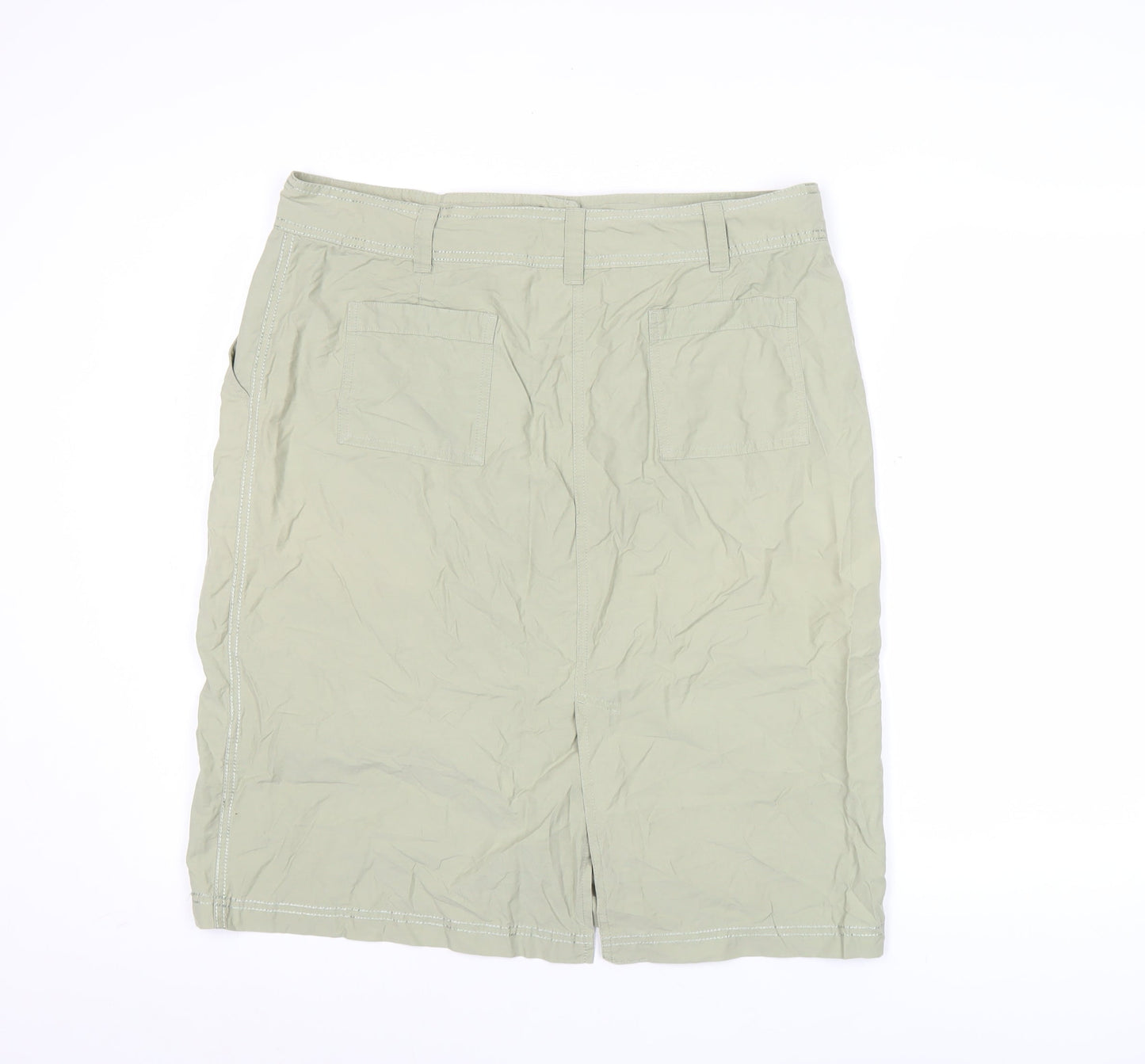 Next Women’s Green Cotton Blend Knee Length Pencil Skirt UK 16