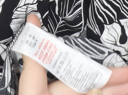 New Look Women’s Black Floral Tropical Viscose Jogger Trousers Size 12