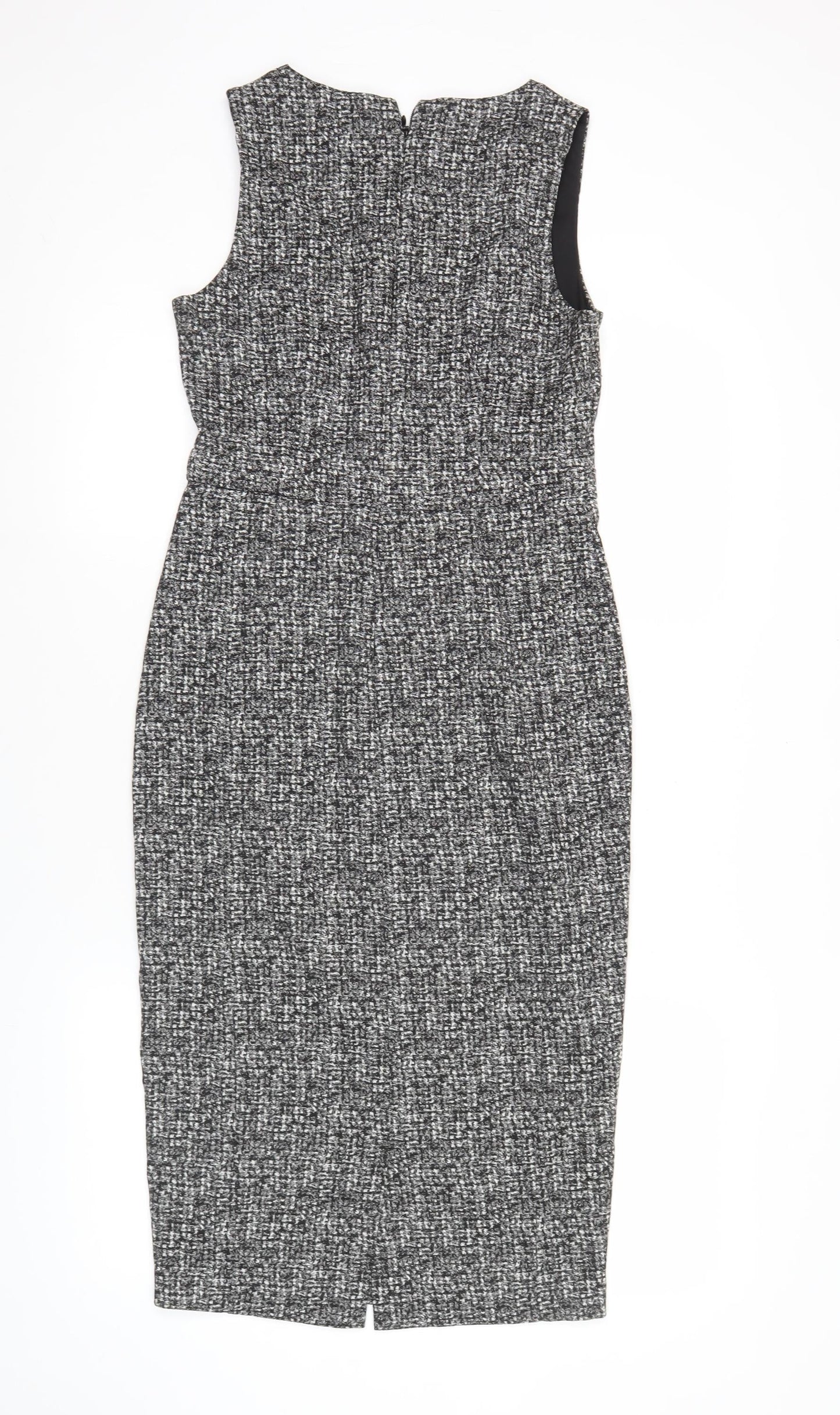 Next Women Grey Black Check Sheath Dress Size 8 Sleeveless Workwear