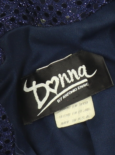 Donna by Antonio Enne Women’s Blue Sequin Sleeveless Sheath Dress Size 8