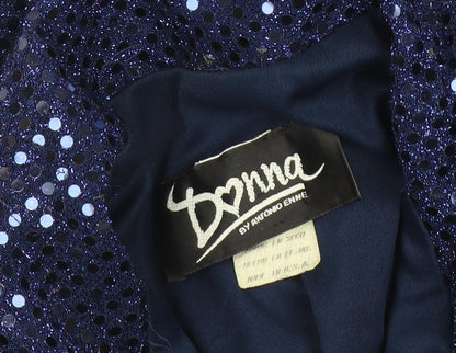 Donna by Antonio Enne Women’s Blue Sequin Sleeveless Sheath Dress Size 8