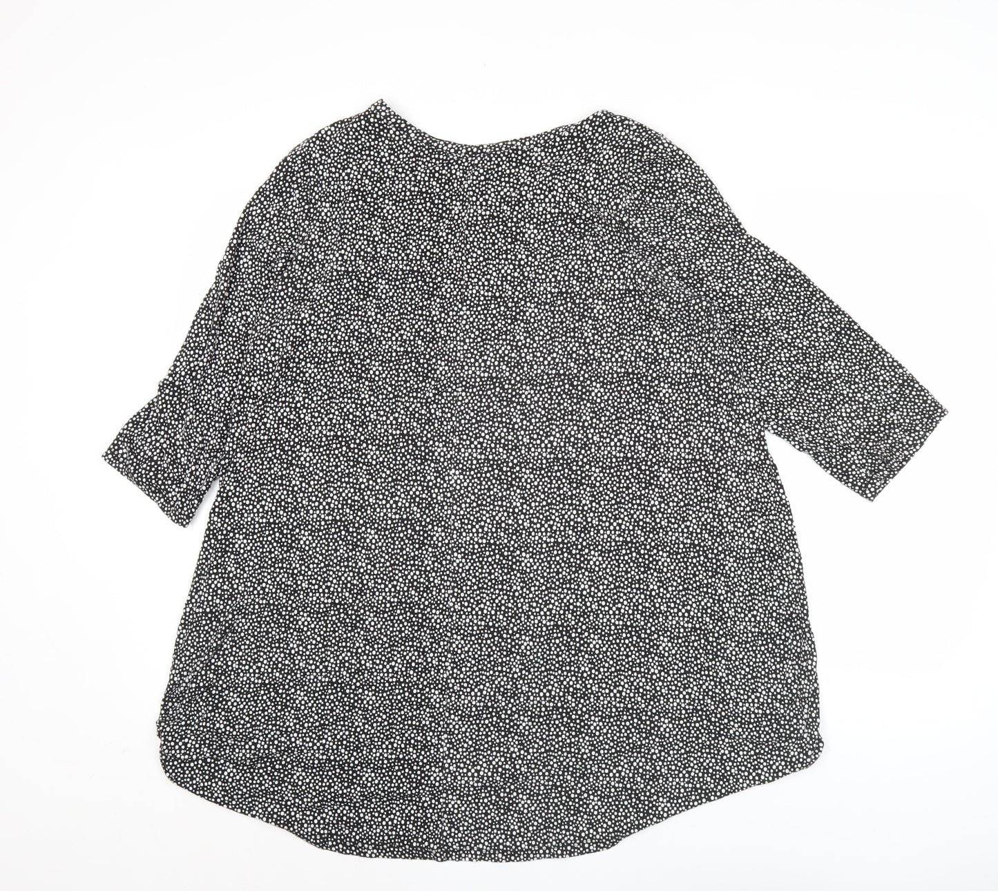 Yours Womens Black Polka Dot Tunic Blouse UK 16 3/4 Sleeve Scoop Neck