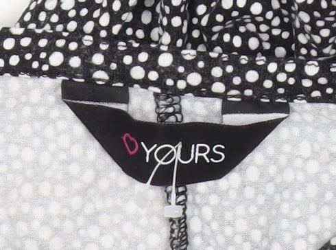 Yours Womens Black Polka Dot Tunic Blouse UK 16 3/4 Sleeve Scoop Neck