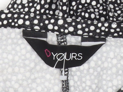Yours Womens Black Polka Dot Tunic Blouse UK 16 3/4 Sleeve Scoop Neck