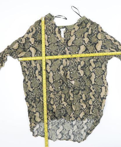 H&M Womens Multicoloured Viscose Tunic Blouse Size 14 Animal Print