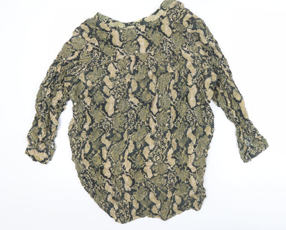 H&M Womens Multicoloured Viscose Tunic Blouse Size 14 Animal Print