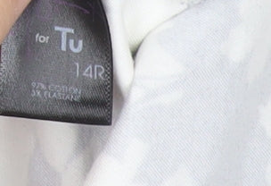 Tu Women’s Blue White Floral Sheath Dress Size 14 V-Neck Sleeveless