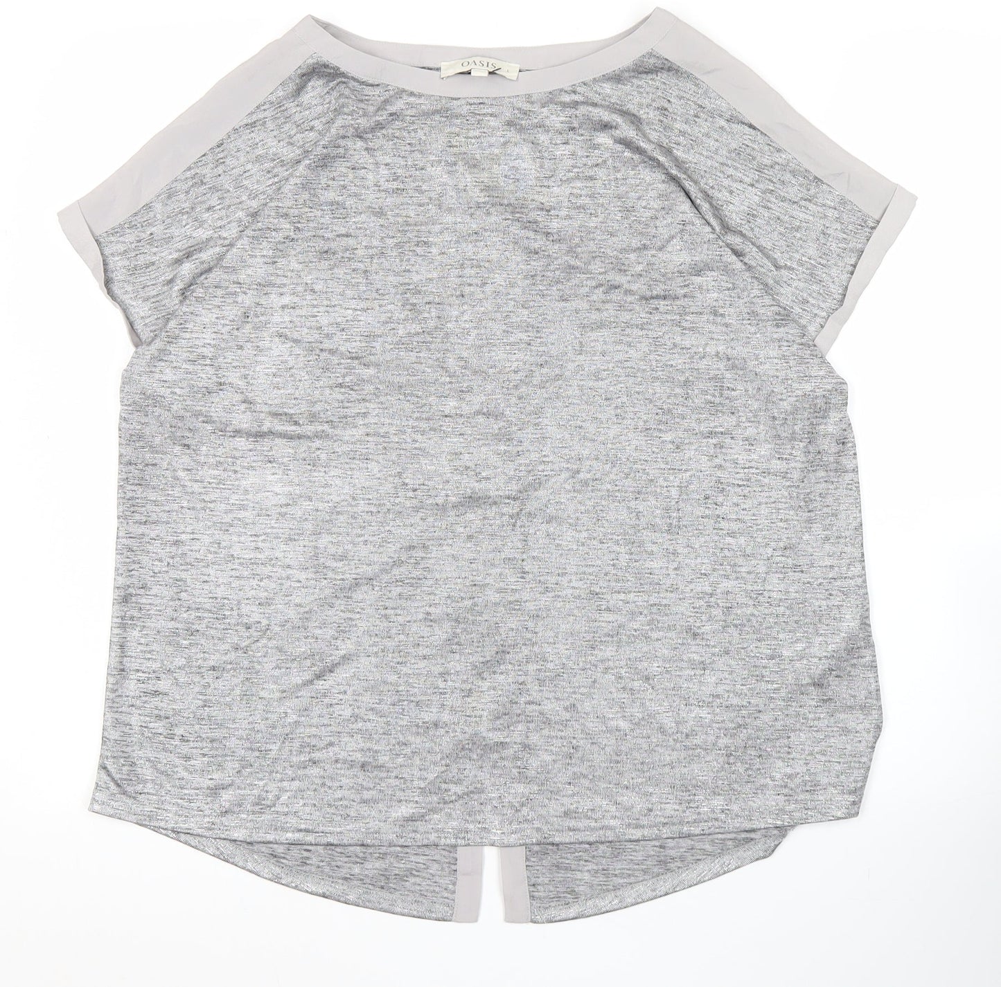 Oasis Womens Grey Short Sleeve Basic T-Shirt Size L Casual