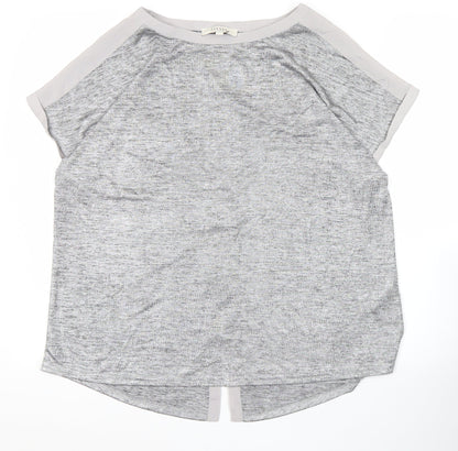 Oasis Womens Grey Short Sleeve Basic T-Shirt Size L Casual