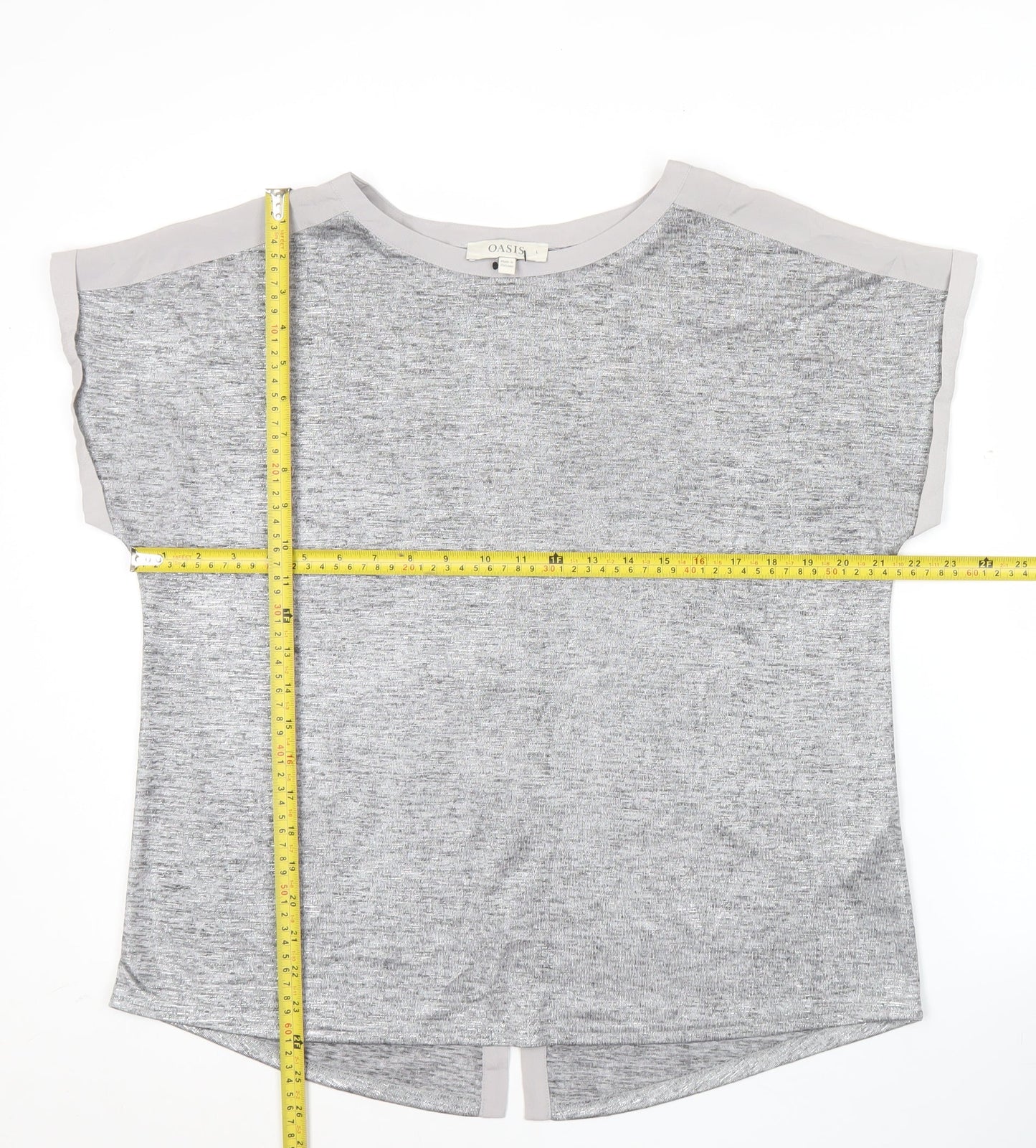 Oasis Womens Grey Short Sleeve Basic T-Shirt Size L Casual