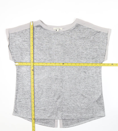 Oasis Womens Grey Short Sleeve Basic T-Shirt Size L Casual