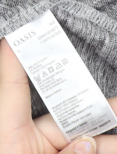 Oasis Womens Grey Short Sleeve Basic T-Shirt Size L Casual