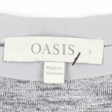 Oasis Womens Grey Short Sleeve Basic T-Shirt Size L Casual