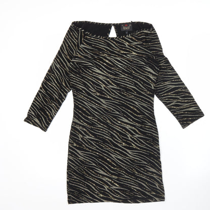 River Island Women’s Black Animal Print Bodycon Dress UK 12