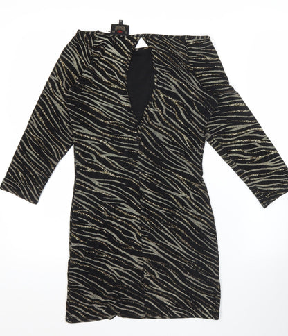 River Island Women’s Black Animal Print Bodycon Dress UK 12
