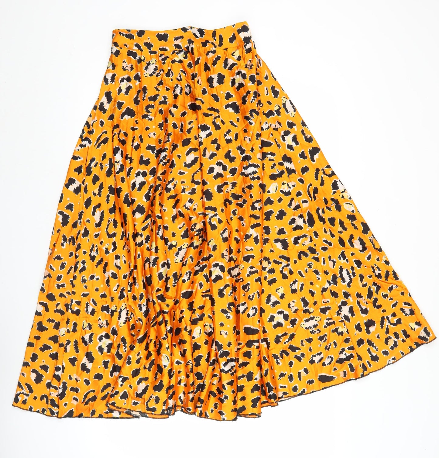 New Look Women’s Orange Leopard Print Size 8 Knee Length Skirt