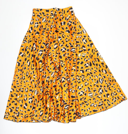 New Look Women’s Orange Leopard Print Size 8 Knee Length Skirt