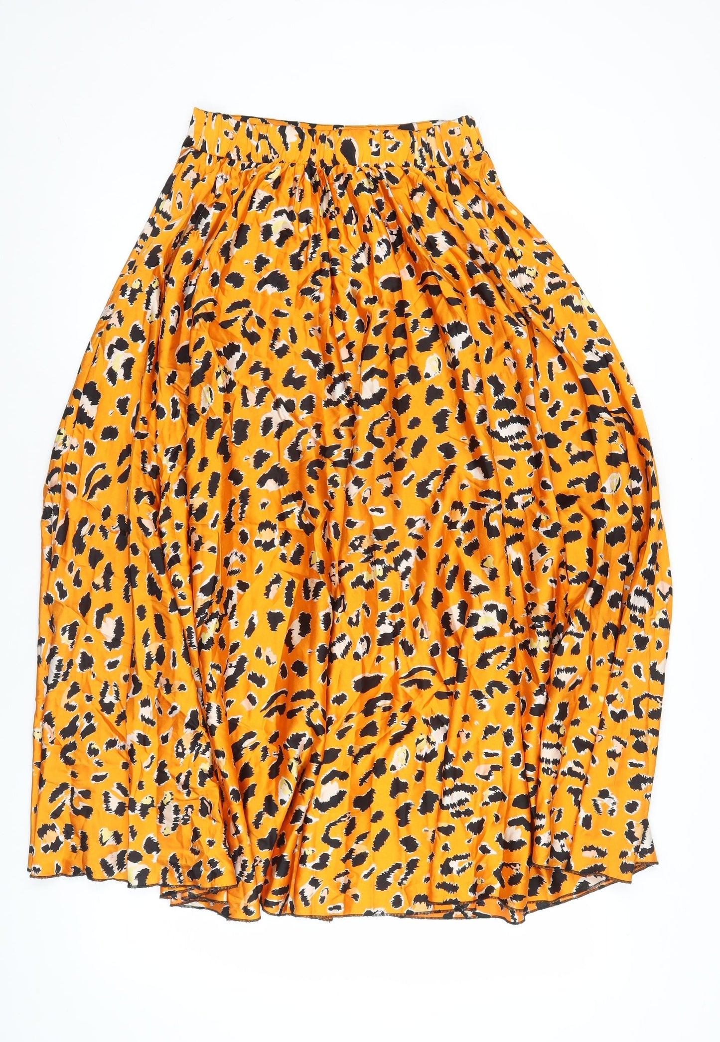 New Look Women’s Orange Leopard Print Size 8 Knee Length Skirt