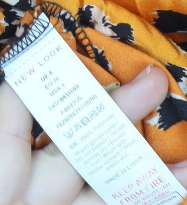 New Look Women’s Orange Leopard Print Size 8 Knee Length Skirt