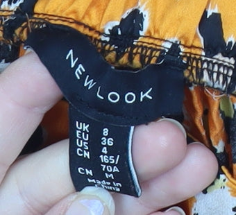 New Look Women’s Orange Leopard Print Size 8 Knee Length Skirt