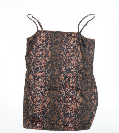 Collusion Women’s Brown Animal Print Slip Mini Dress Size 10