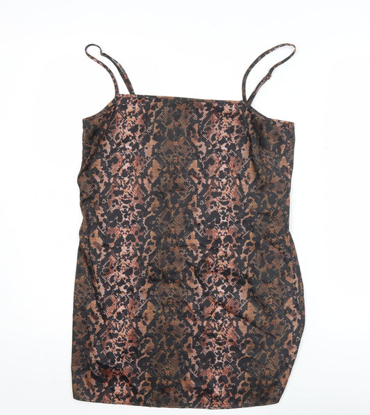 Collusion Women’s Brown Animal Print Slip Mini Dress Size 10