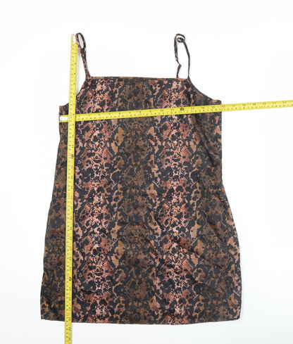 Collusion Women’s Brown Animal Print Slip Mini Dress Size 10