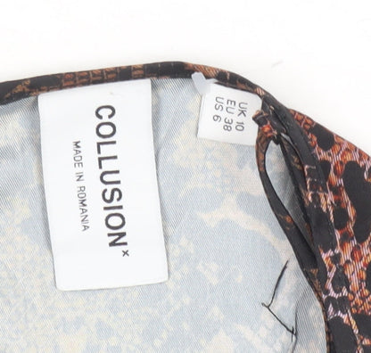 Collusion Women’s Brown Animal Print Slip Mini Dress Size 10