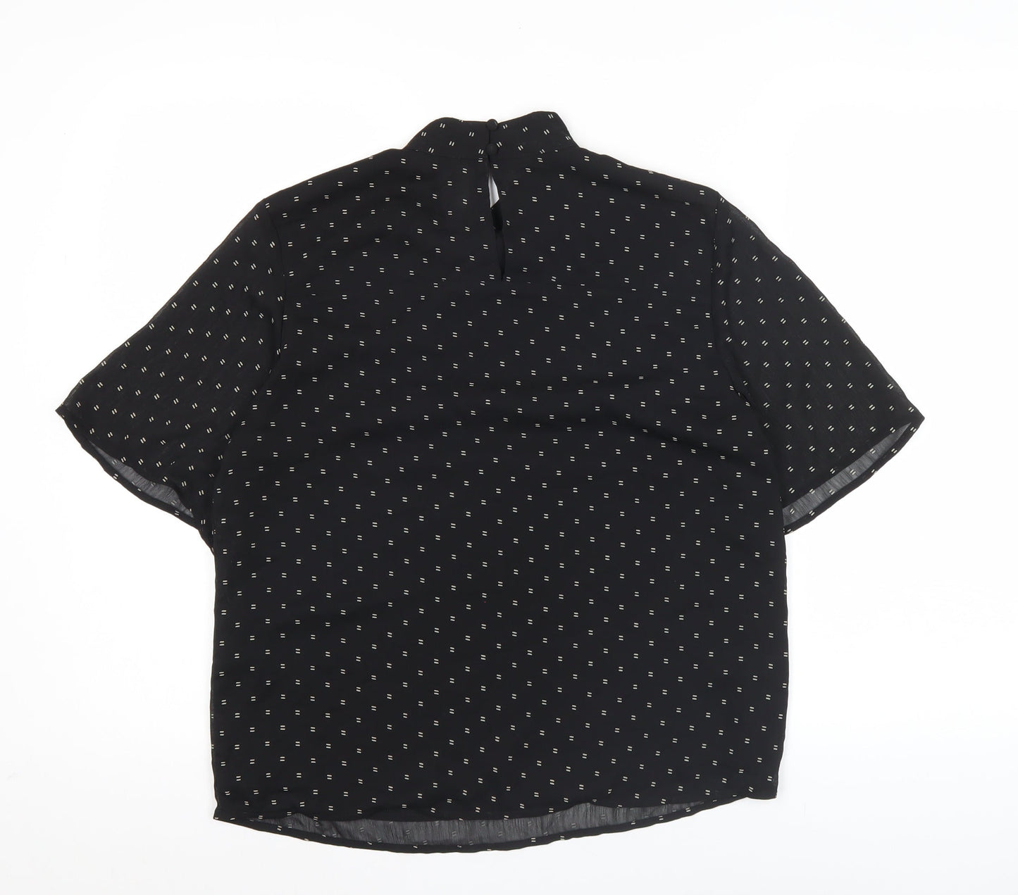 H&M Women’s Black High Neck Tunic Blouse Size 8 Short Sleeve