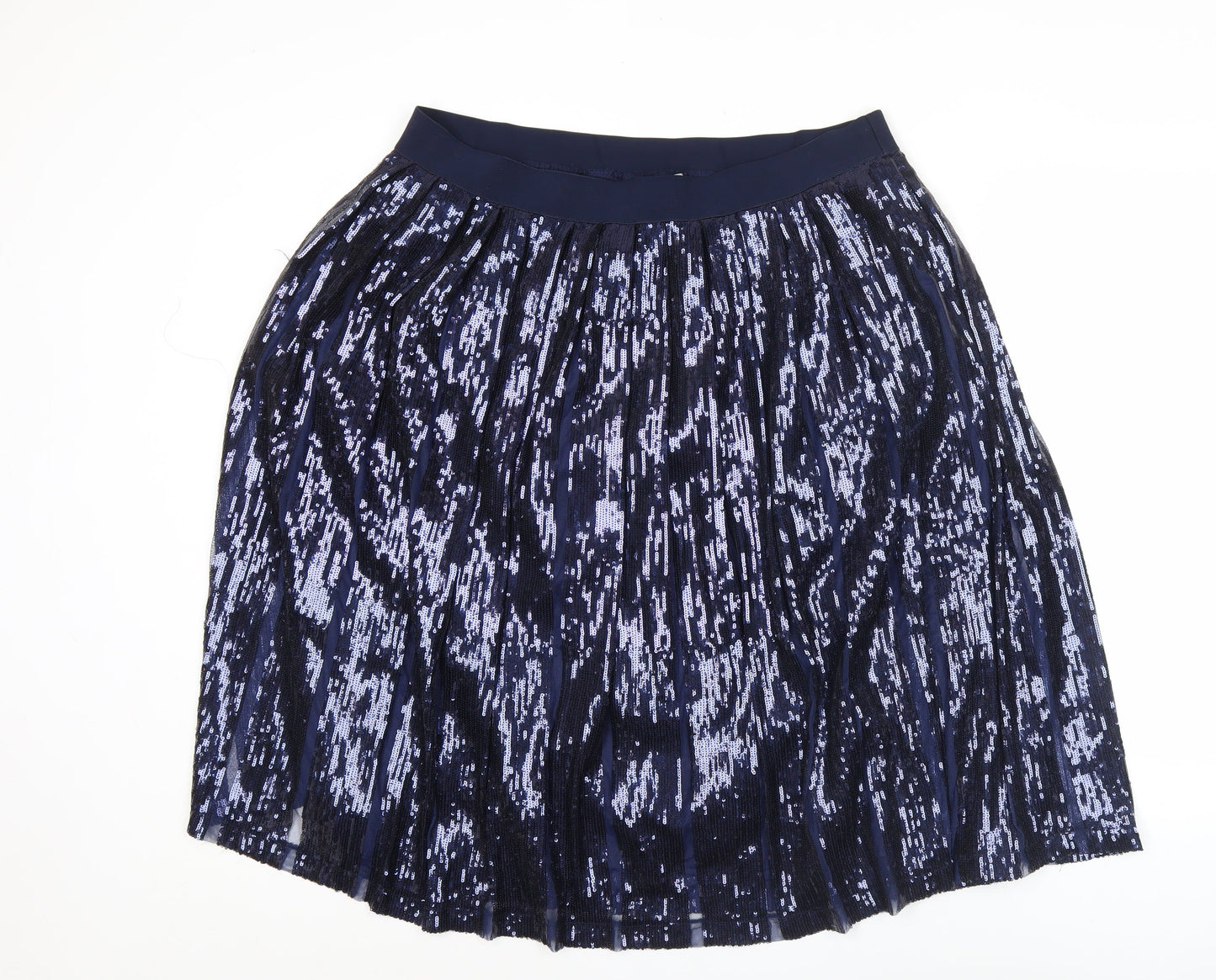 Anthology Womens Blue Sequin Pleated Skirt Size 18 Partywear