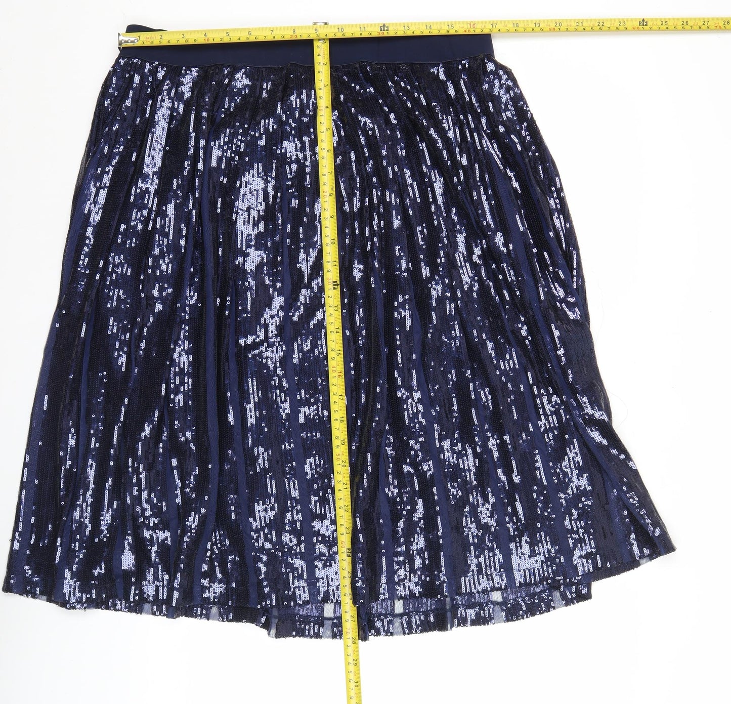 Anthology Womens Blue Sequin Pleated Skirt Size 18 Partywear