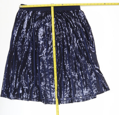 Anthology Womens Blue Sequin Pleated Skirt Size 18 Partywear