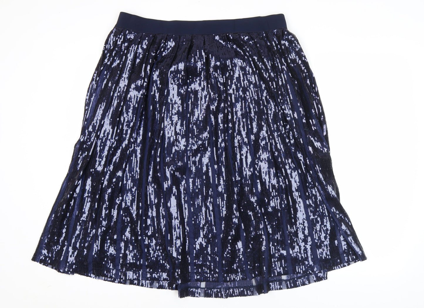Anthology Womens Blue Sequin Pleated Skirt Size 18 Partywear