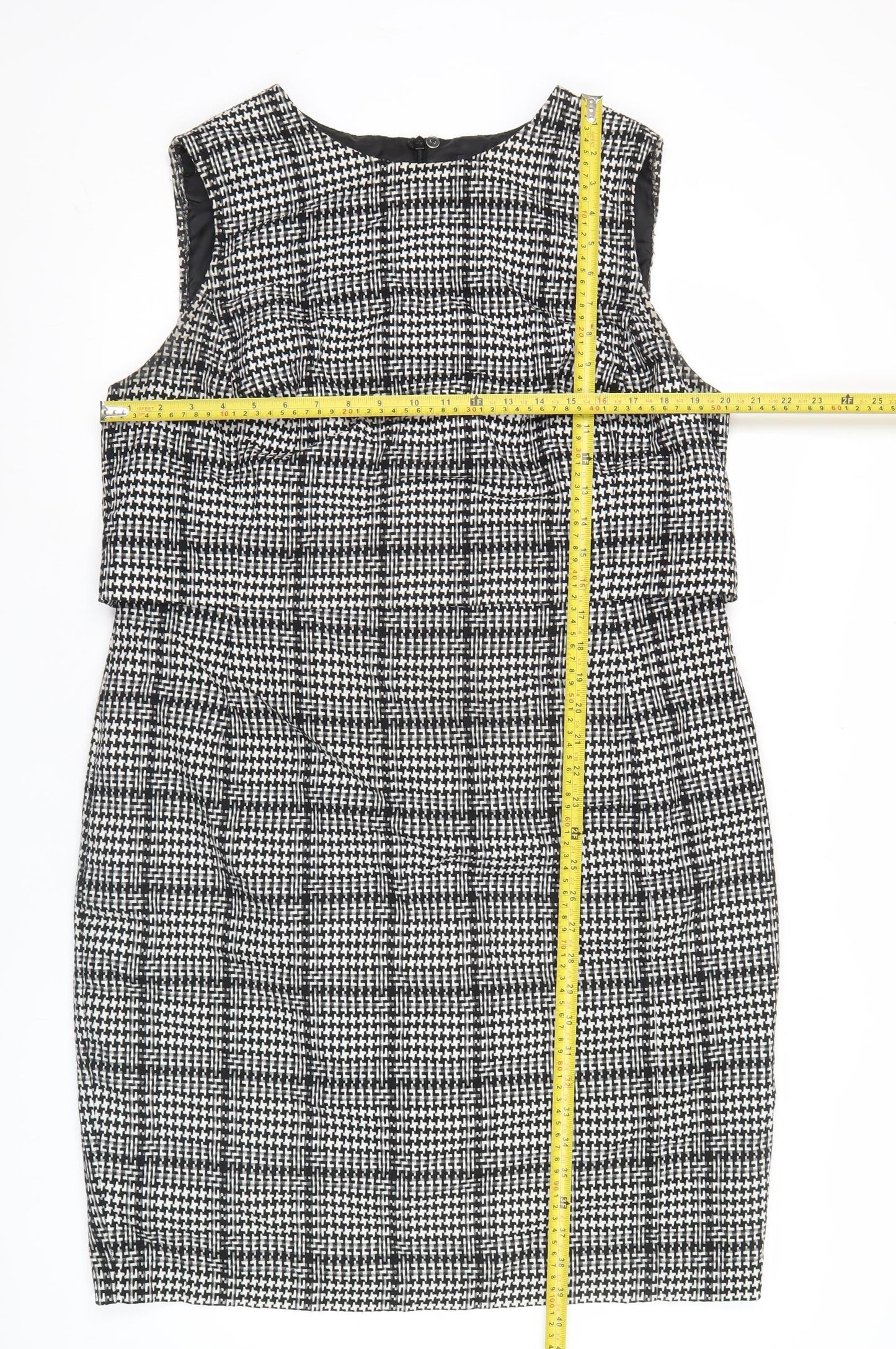 Marks and Spencer Women’s Black Houndstooth Sheath Dress Size 18