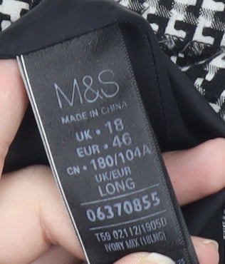 Marks and Spencer Women’s Black Houndstooth Sheath Dress Size 18