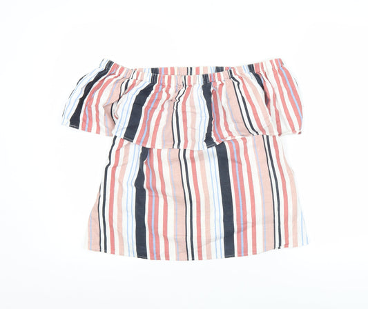 Vila Womens Multicoloured Off Shoulder Striped Blouse Size 8