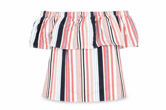 Vila Womens Multicoloured Off Shoulder Striped Blouse Size 8