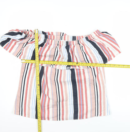 Vila Womens Multicoloured Off Shoulder Striped Blouse Size 8