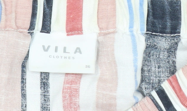 Vila Womens Multicoloured Off Shoulder Striped Blouse Size 8