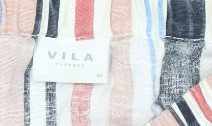 Vila Womens Multicoloured Off Shoulder Striped Blouse Size 8