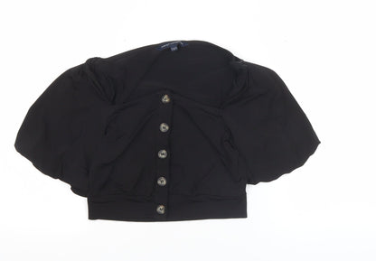 French Connection Womens Black Size 8 Cropped Puff Sleeve Blouse
