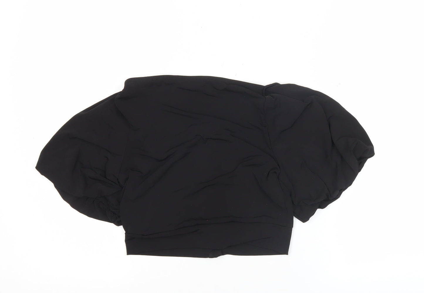 French Connection Womens Black Size 8 Cropped Puff Sleeve Blouse